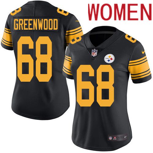 Women Pittsburgh Steelers #68 L.C. Greenwood Nike Black Vapor Limited Rush NFL Jersey->women nfl jersey->Women Jersey